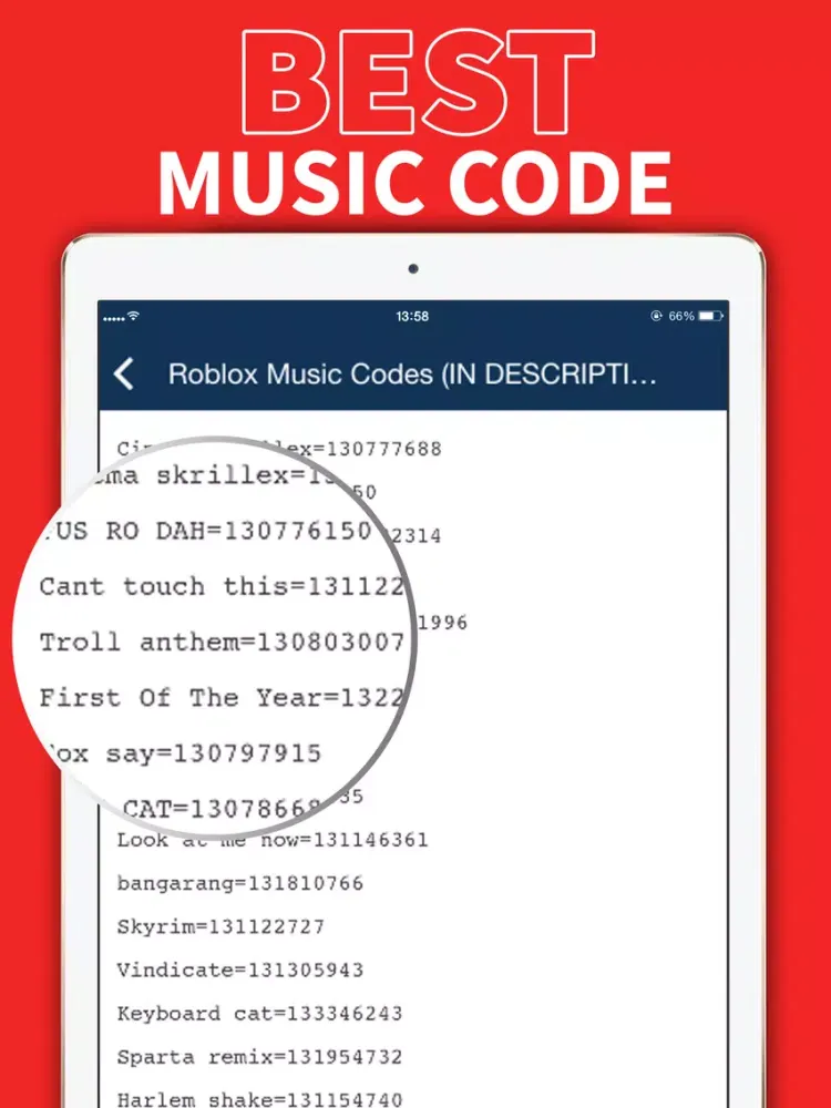 Tangkapan skrin Music Code for Roblox iPad 