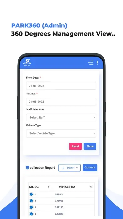 Tangkapan skrin PARK360 Admin