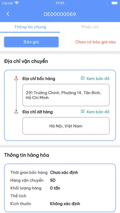 Tangkapan skrin Smart Cargo TMS - Chủ Xe