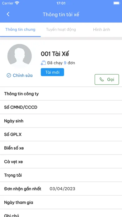 Tangkapan skrin Smart Cargo TMS - Chủ Xe