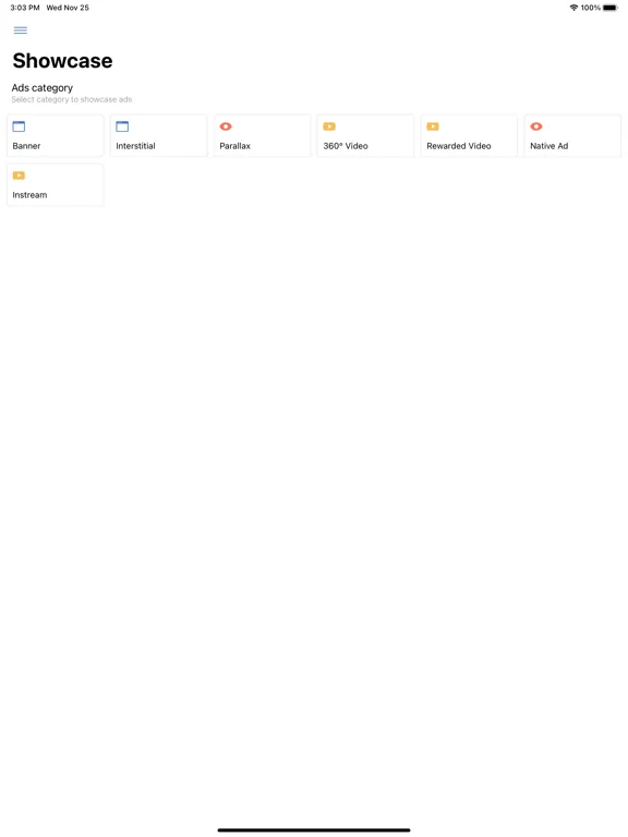 Ảnh chụp màn hình của Smart AdServer Showcase iPad 