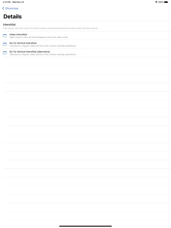 Ảnh chụp màn hình của Smart AdServer Showcase iPad 