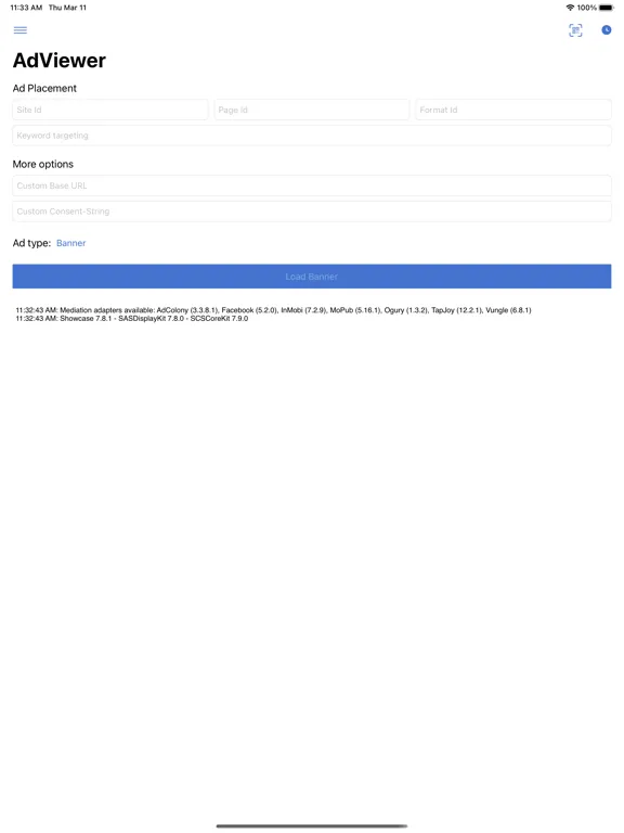 Ảnh chụp màn hình của Smart AdServer Showcase iPad 