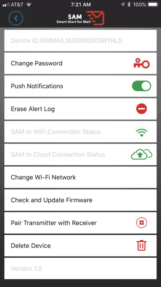 Tangkapan skrin SAM - Smart Alert for Mail