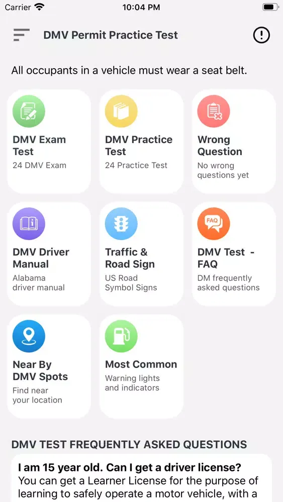 Zrzuty ekranu DMV Permit Test 2020