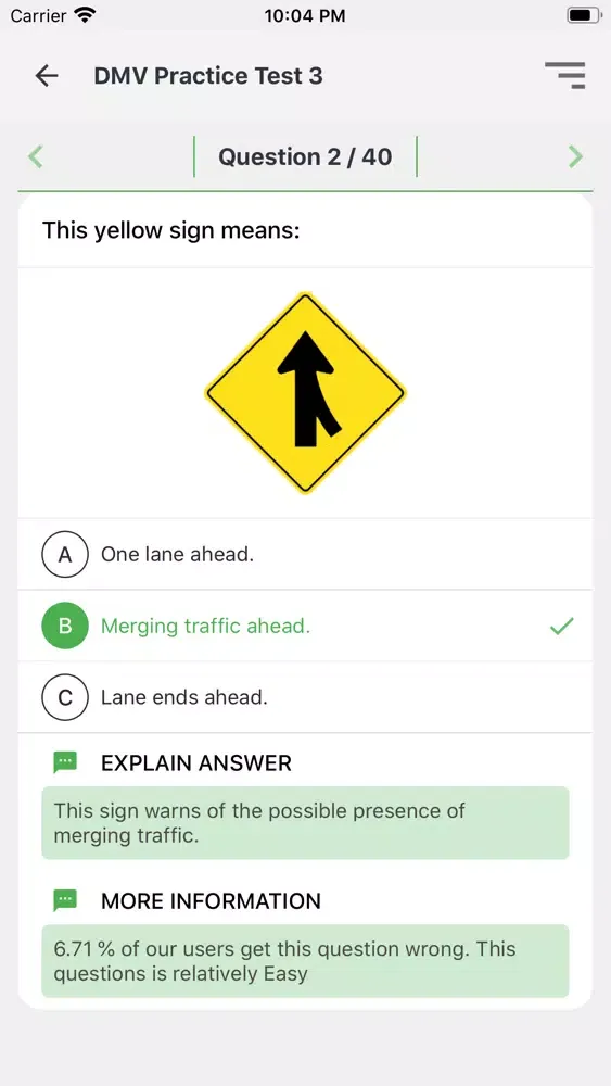 Zrzuty ekranu DMV Permit Test 2020