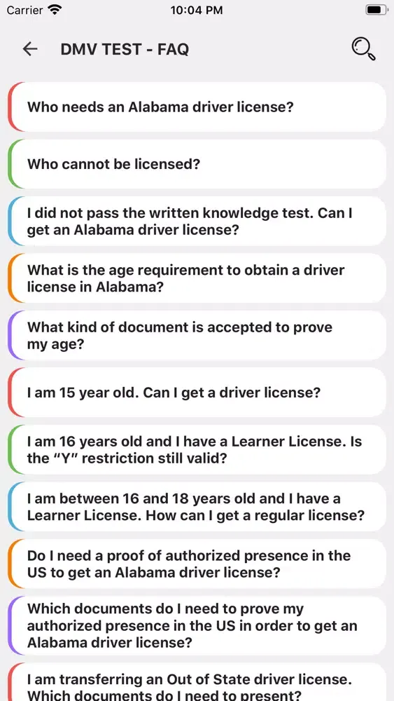 Zrzuty ekranu DMV Permit Test 2020