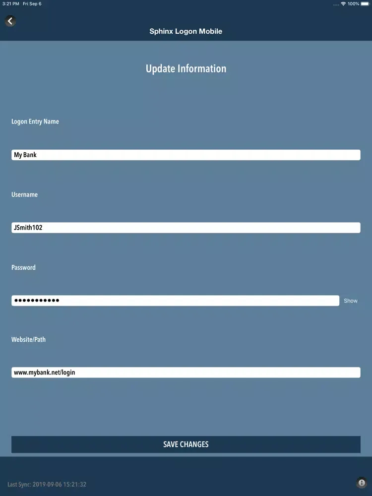 Sphinx - Logon Mobile iPad  Screenshots