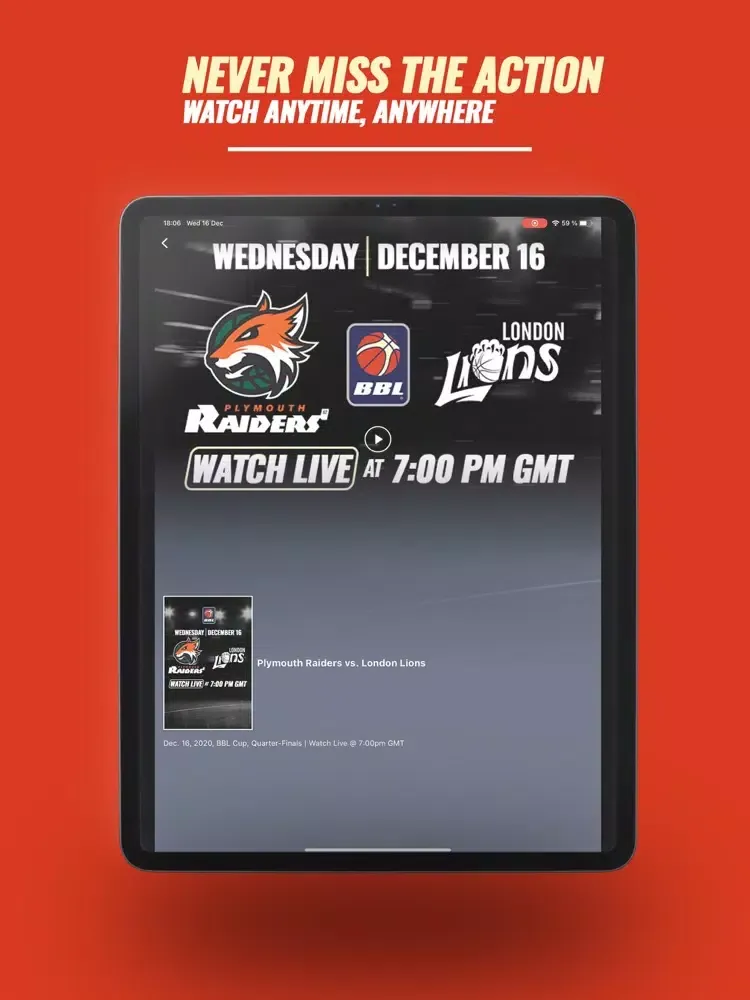BBL Player iPad  Screenshots
