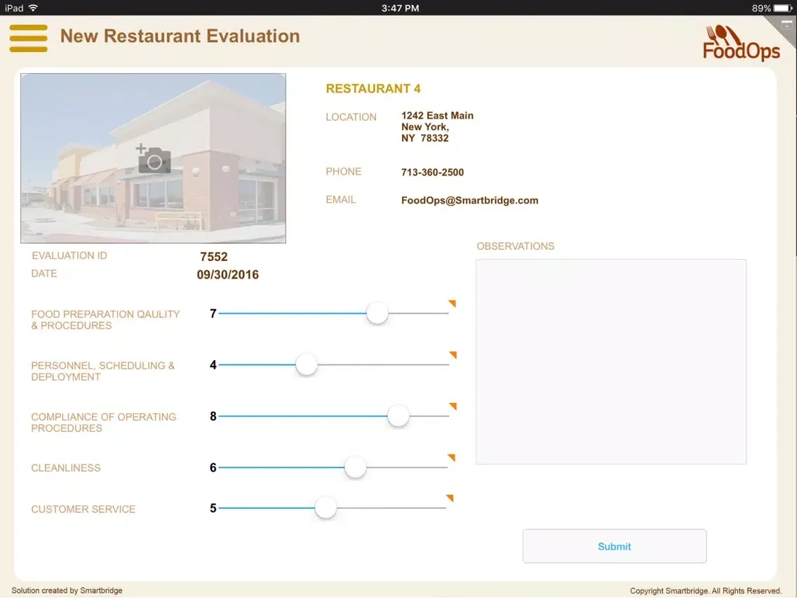 Tangkapan layar FoodOps Business Intelligence iPad 