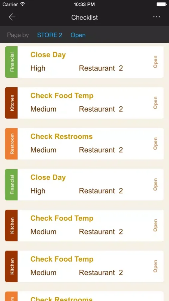 Tangkapan layar FoodOps Business Intelligence