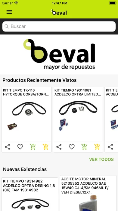 Capturas de tela do Catálogo Digital Beval C.A.