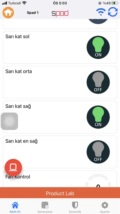 SPad HomeKit Ekran Görüntüleri