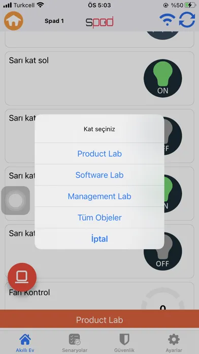 SPad HomeKit Ekran Görüntüleri