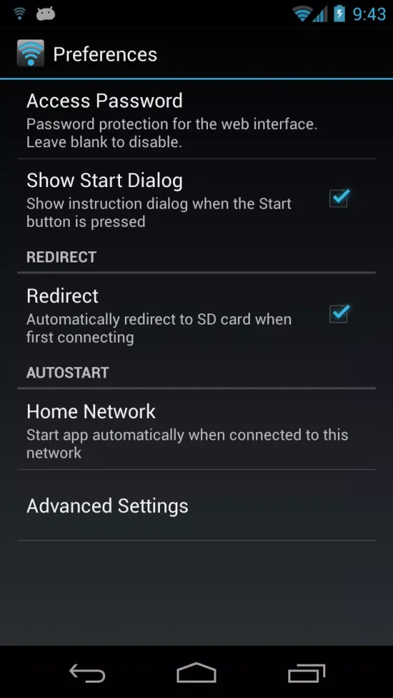 Ảnh chụp màn hình của WiFi sender javad