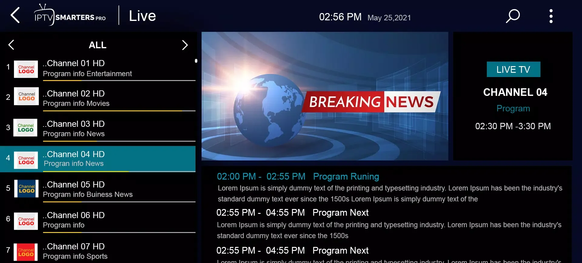 تصاویر IPTV Smarters PRO