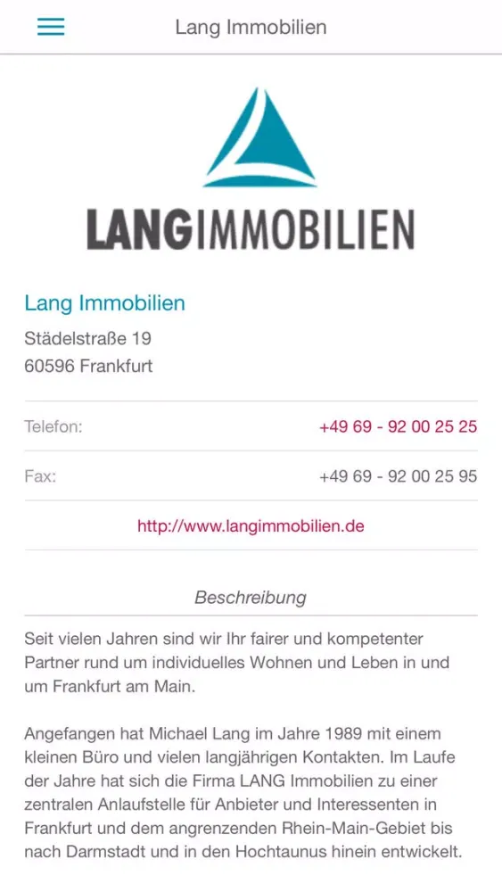 Captures d'écran de LANG Immobilien GmbH