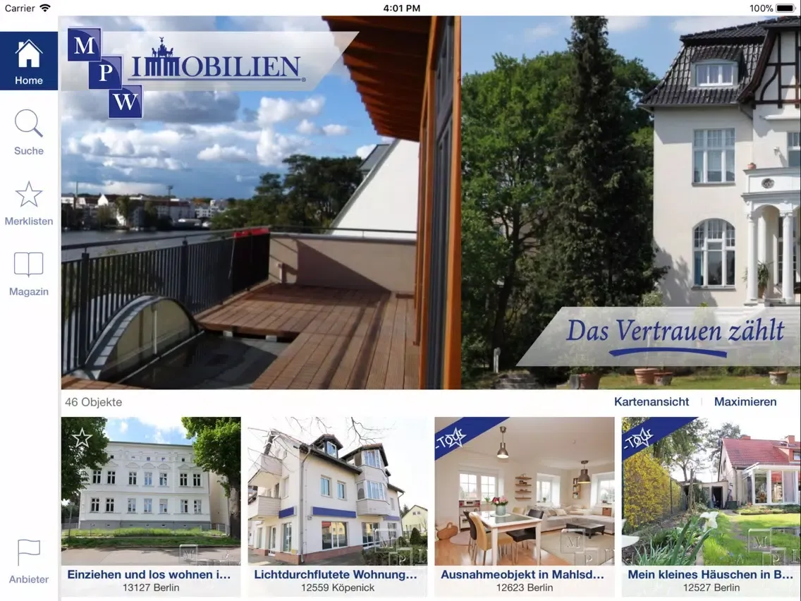 MPW Immobilien Berlin iPad 應用截圖