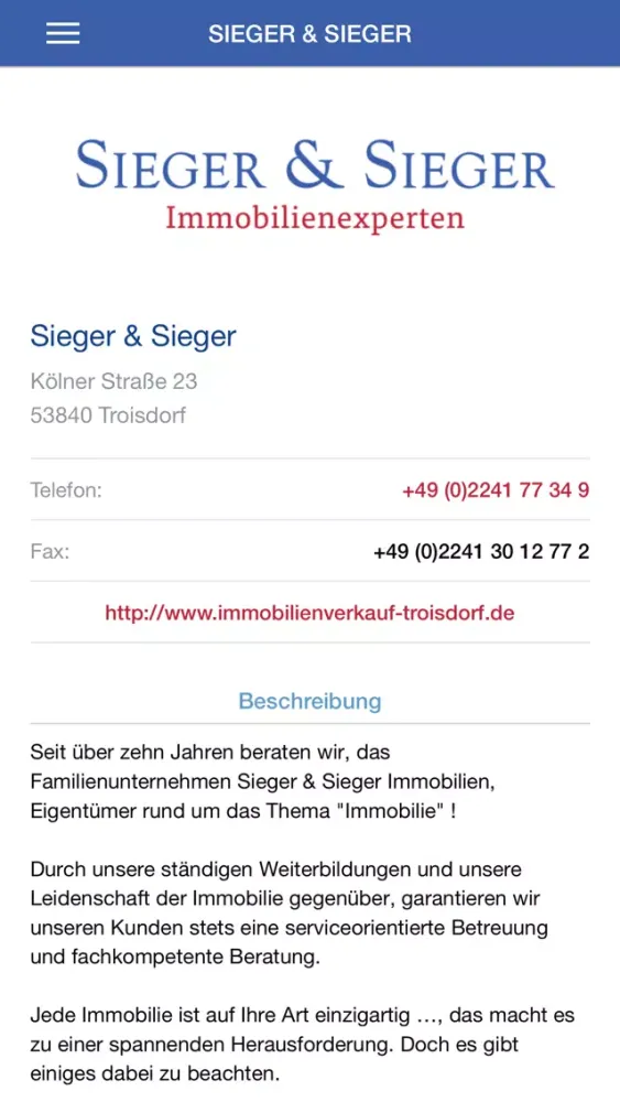 Sieger & Sieger Immobilien سکرین شاٹس