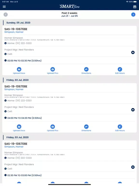 Captures d'écran de mySmartflow iPad 