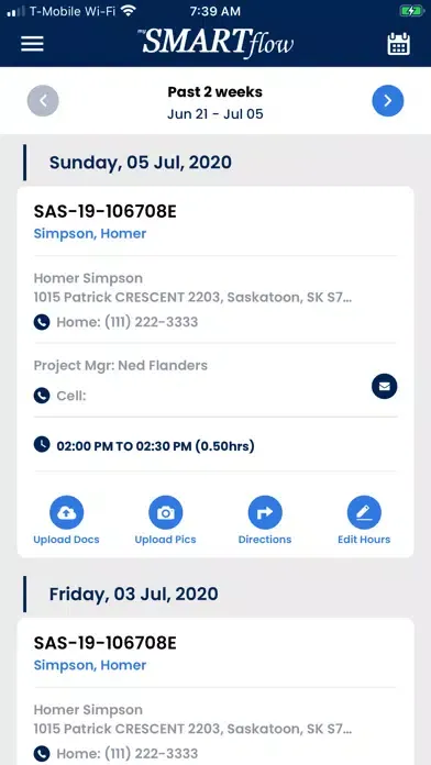 Captures d'écran de mySmartflow