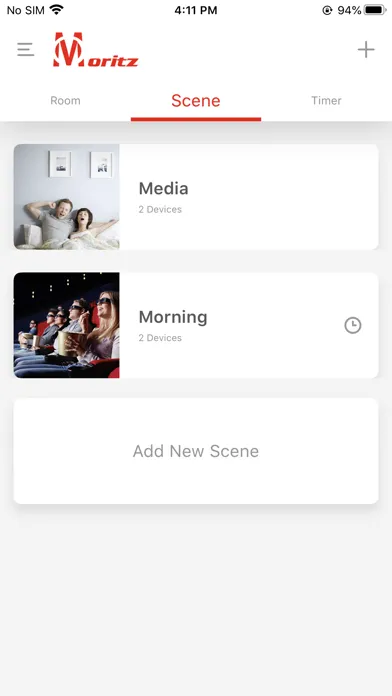Capturas de tela do Moritz Home Automation