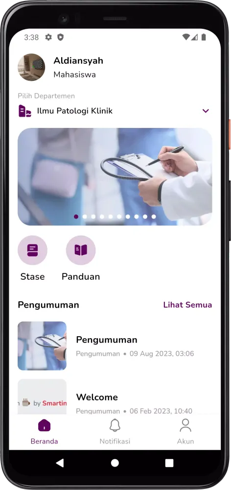 Zrzuty ekranu E-Logbook Profesi UNIPA