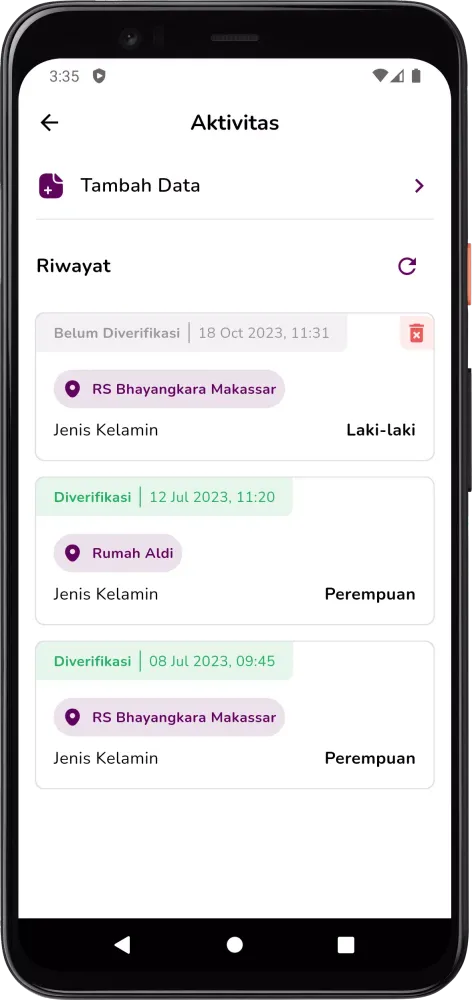 Zrzuty ekranu E-Logbook Profesi UNIPA