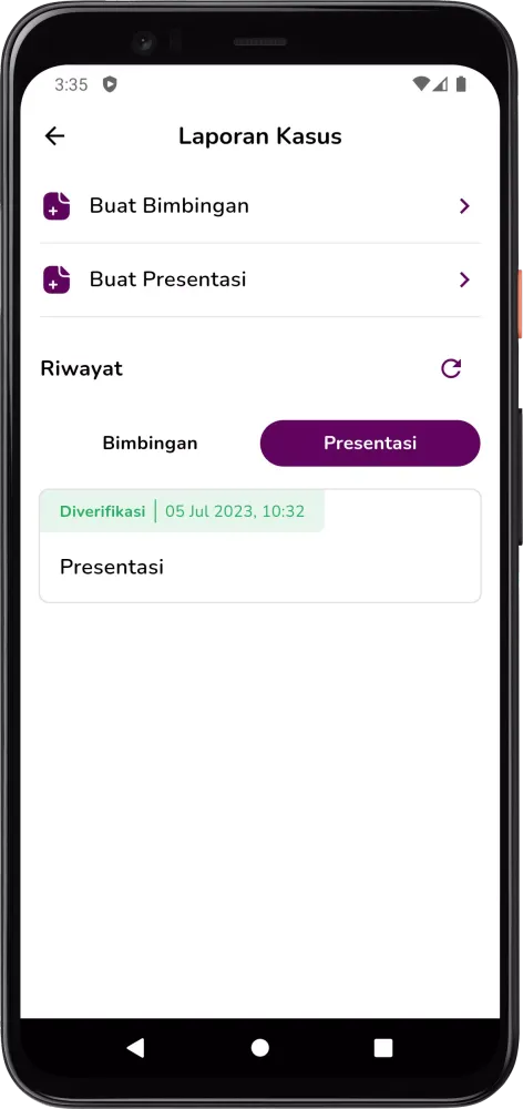 Zrzuty ekranu E-Logbook Profesi UNIPA