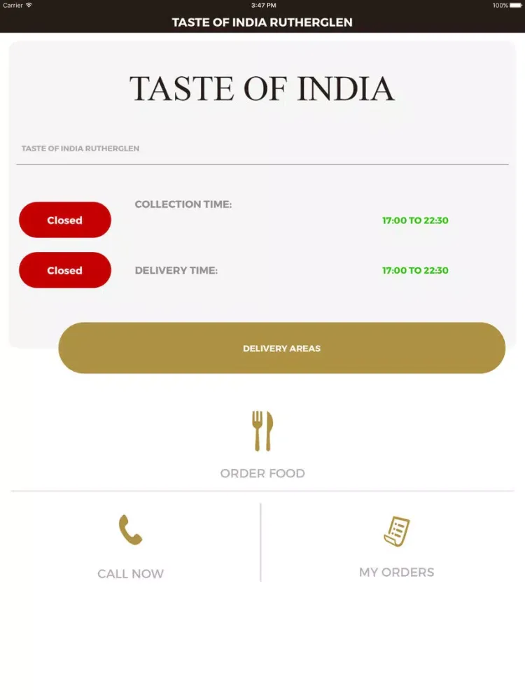 ภาพหน้าจอของ TASTE OF INDIA RUTHERGLEN iPad 