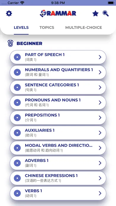 Tangkapan skrin Chinese GrammarーLessons・Tests