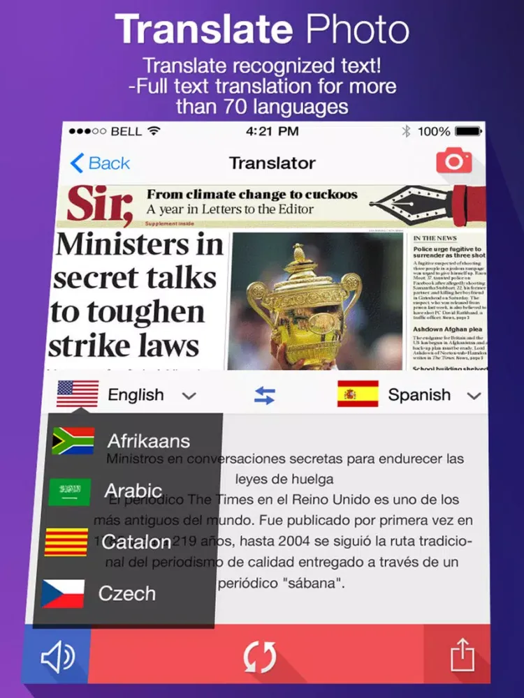 Translate Photo - OCR Camera Scanner & Translator iPad 應用截圖