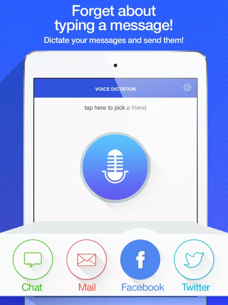 Voice Dictation Free - dictate and send SMS for Facebook,Twitter and email messages iPad  Screenshots