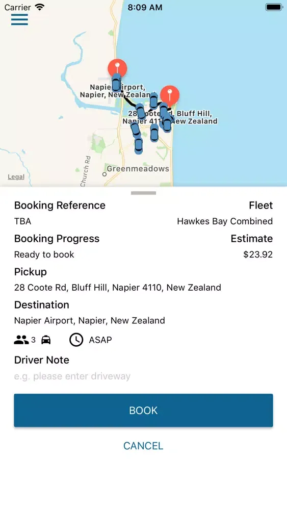 Tangkapan skrin Hawkes Bay Combined Taxis