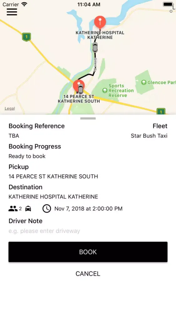 Tangkapan skrin Star Bush Taxis