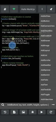 DroidScript: JS and Python IDE Ekran Görüntüleri