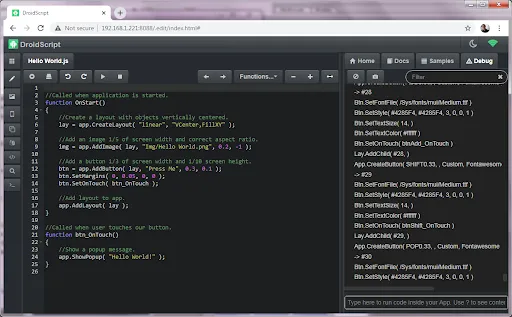 DroidScript: JS and Python IDE Ekran Görüntüleri