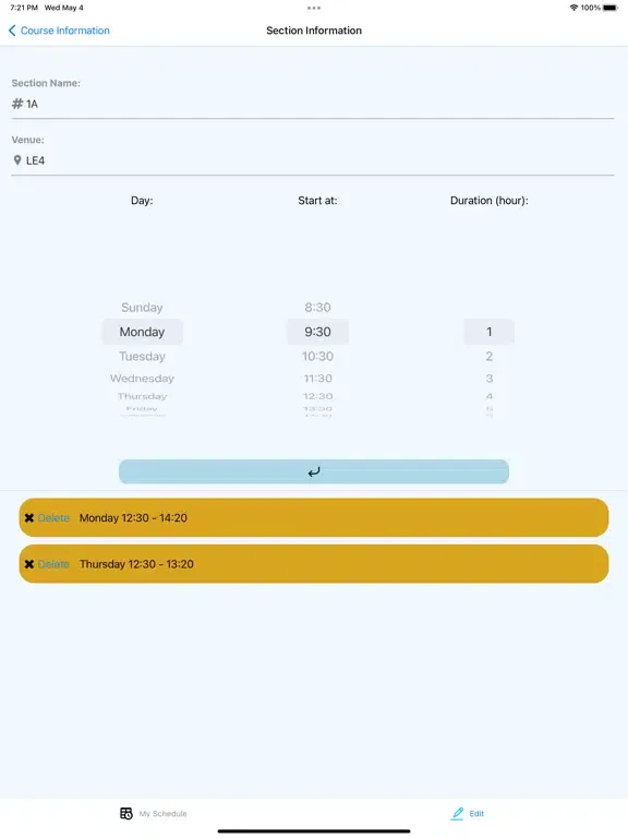 Smart Schedule - Course Select iPad  سکرین شاٹس