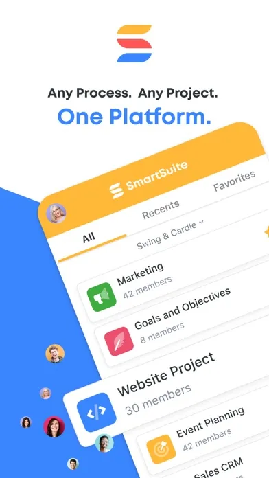 Capturas de tela do SmartSuite App