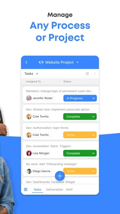 Capturas de tela do SmartSuite App