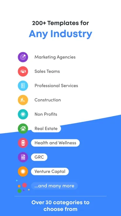 Capturas de tela do SmartSuite App