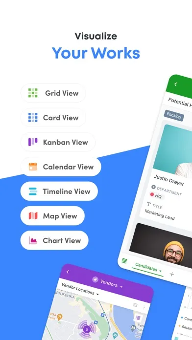Capturas de tela do SmartSuite App