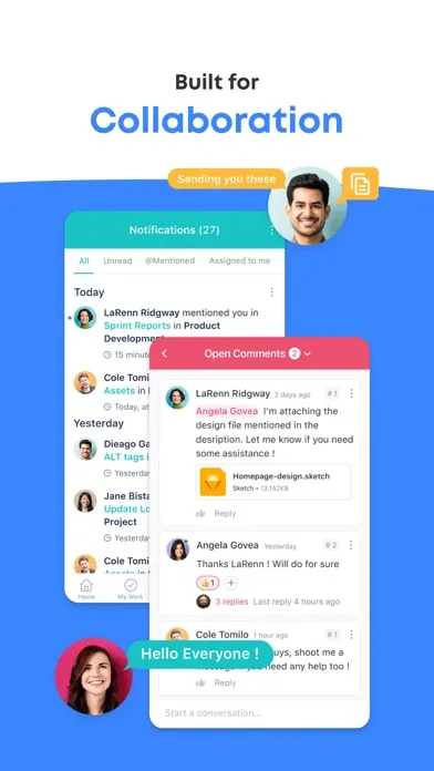 Capturas de tela do SmartSuite App