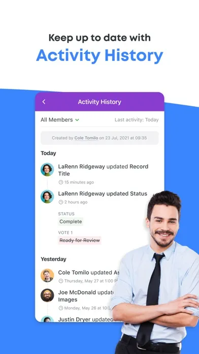 Capturas de tela do SmartSuite App