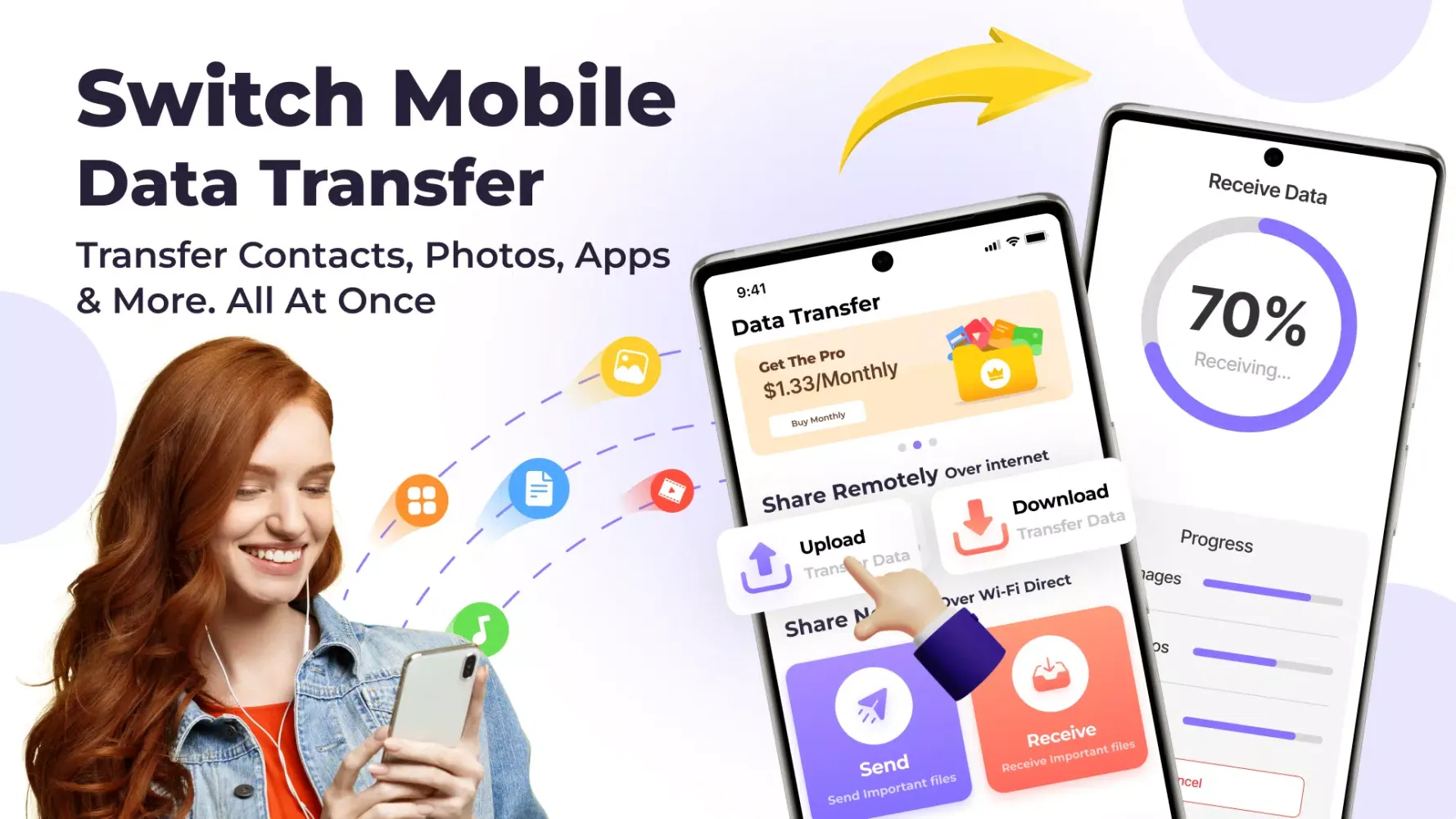 Switch Mobile, Data Transfer Screenshots
