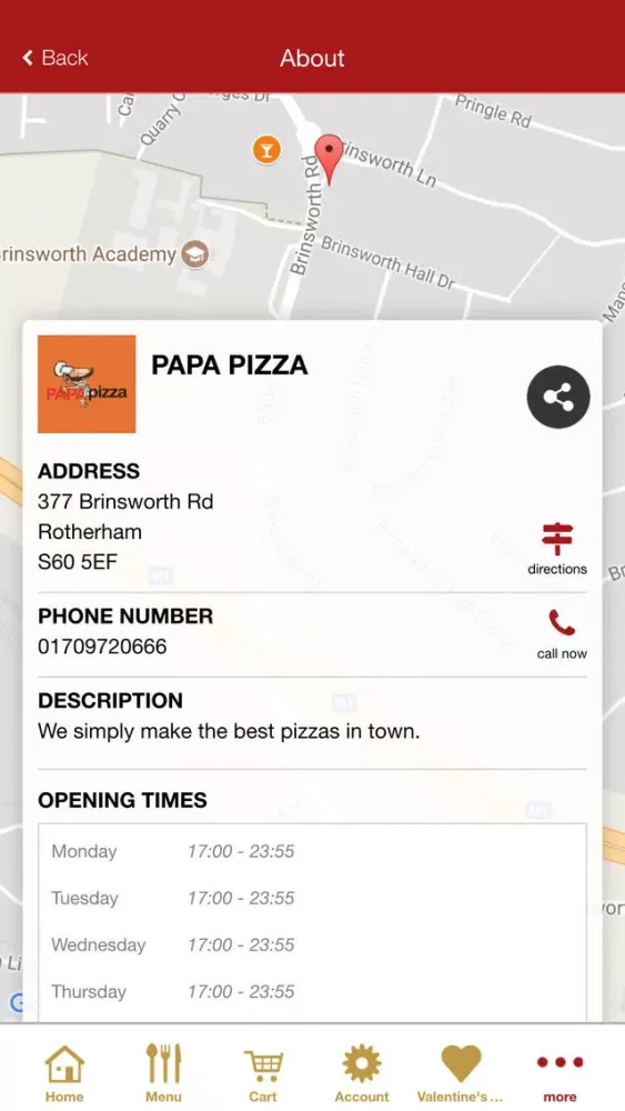 Tangkapan layar Papa Pizza Rotherham