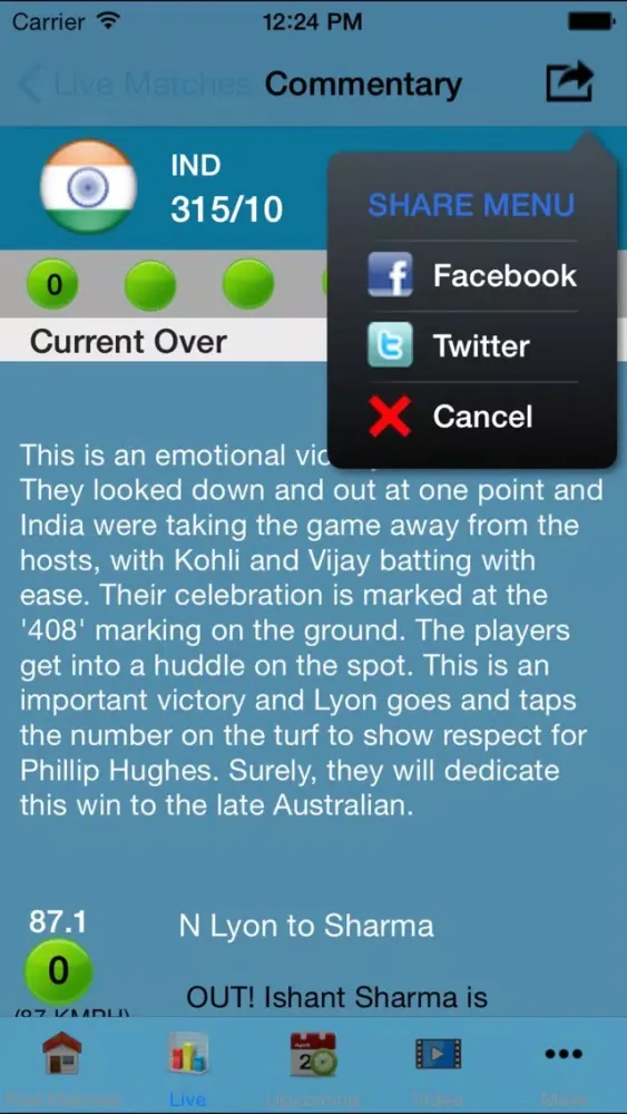 Live Cricket Matches Full Score 2014 t20 スクリーンショット
