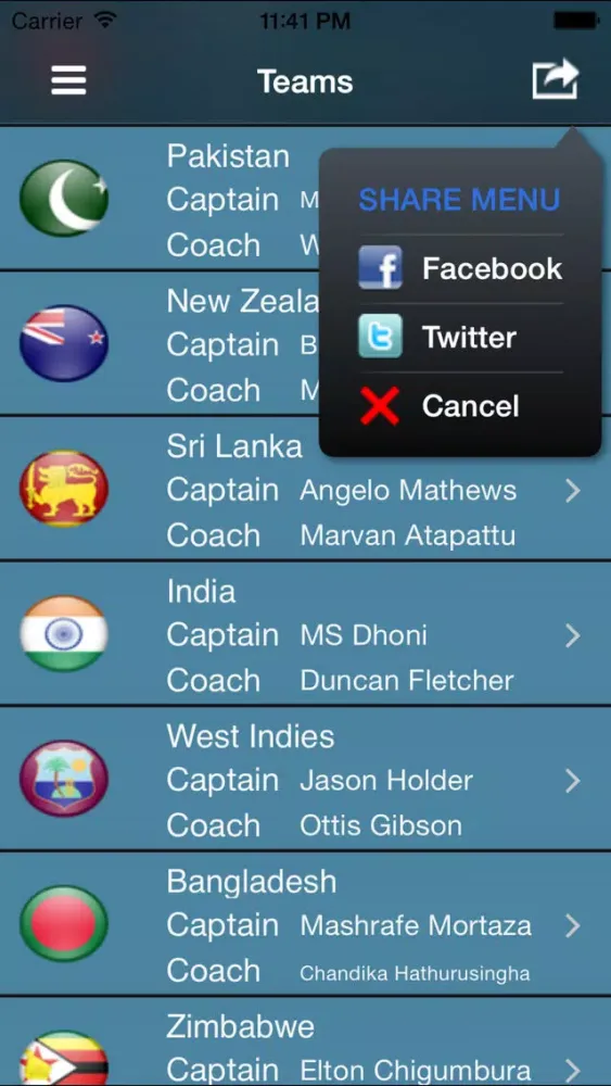 Tangkapan skrin Live Cricket Matches Full Score Card Odi T20 Test