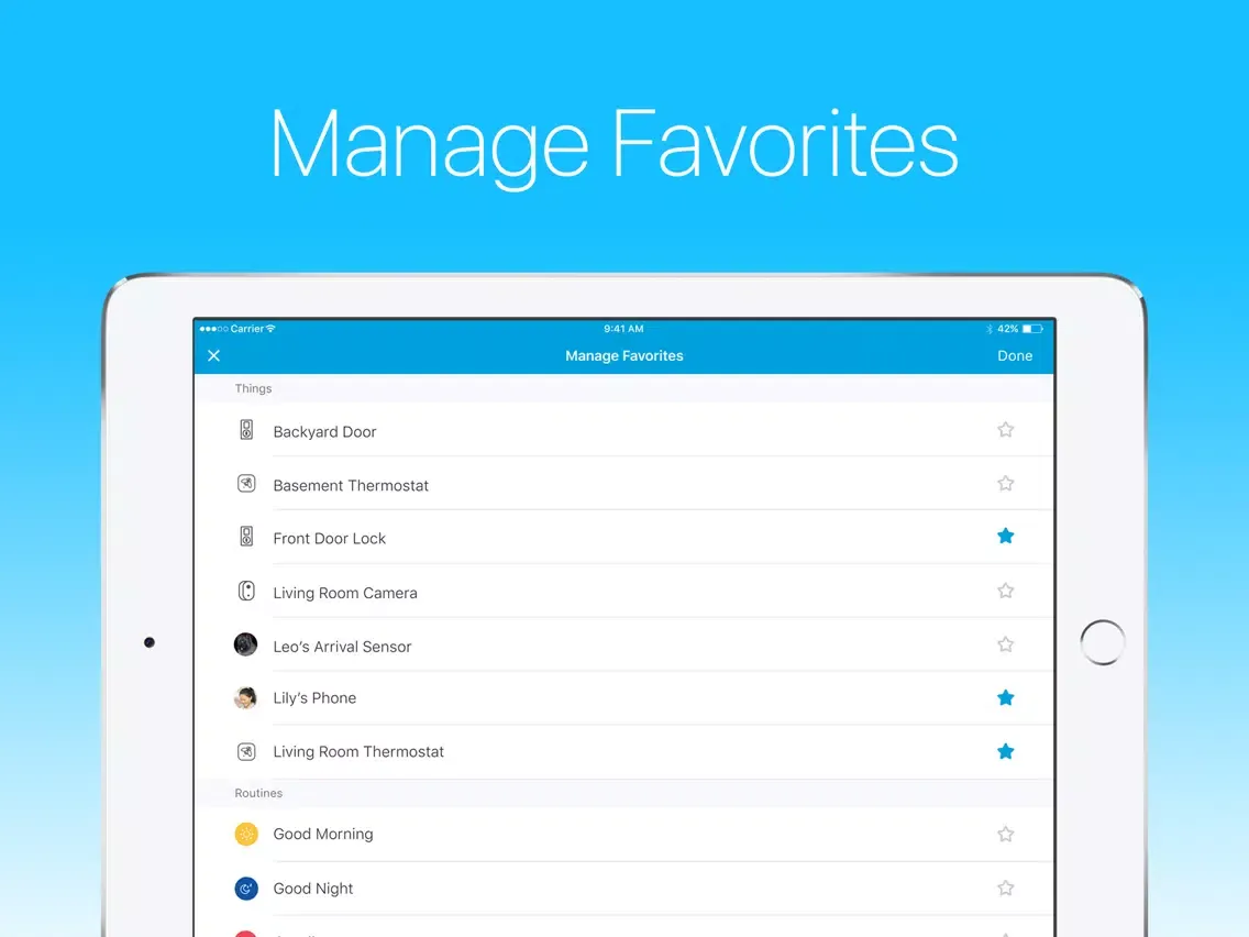 Tangkapan layar SmartThings Classic iPad 