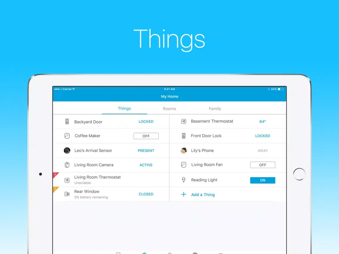 Tangkapan layar SmartThings Classic iPad 